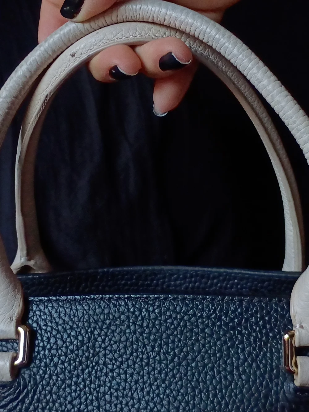 kate spade Black & Cream Pebbled Leather Satchel